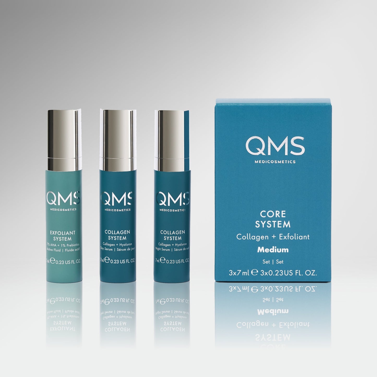 CORE SYSTEM Collagen + Exfoliant Set Medium 3x7ml - QMS Medicosmetics UK